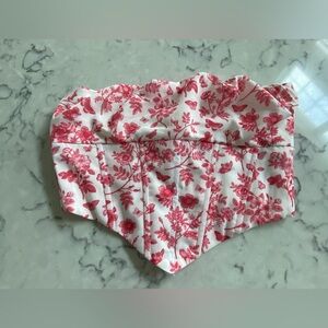 Princess Polly Floral Pink and White Bustier Top